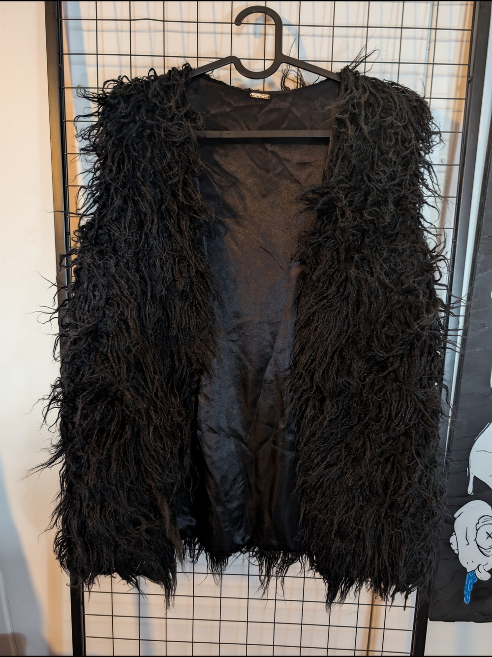 Black Faux Fur Shag Jacket